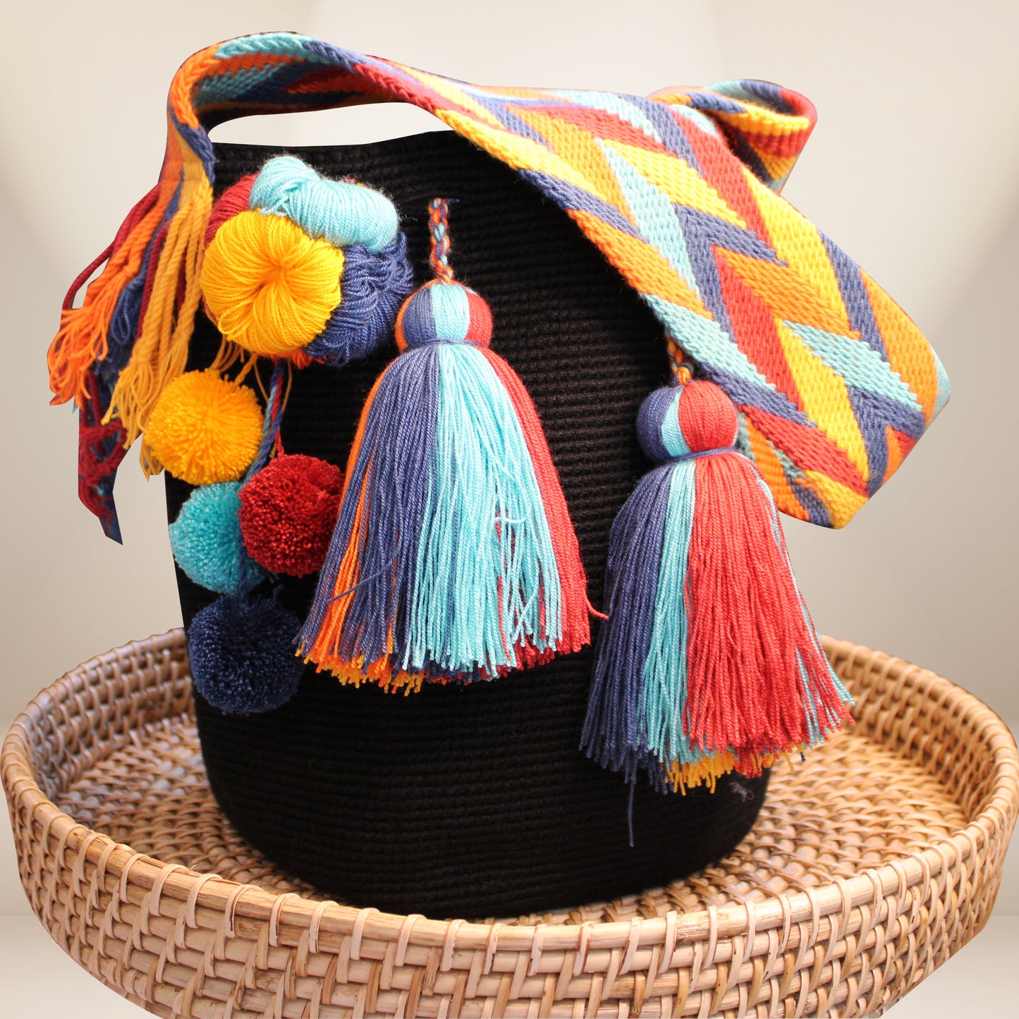 Corn Flower Handbag Multicolor & Black-HDB-013