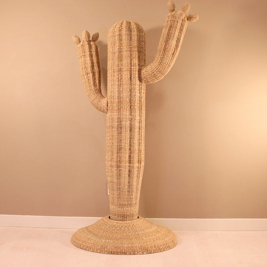 Handwoven Cactus Sculpture - Natural Reed Chuspata | Mexican Artisan Decor