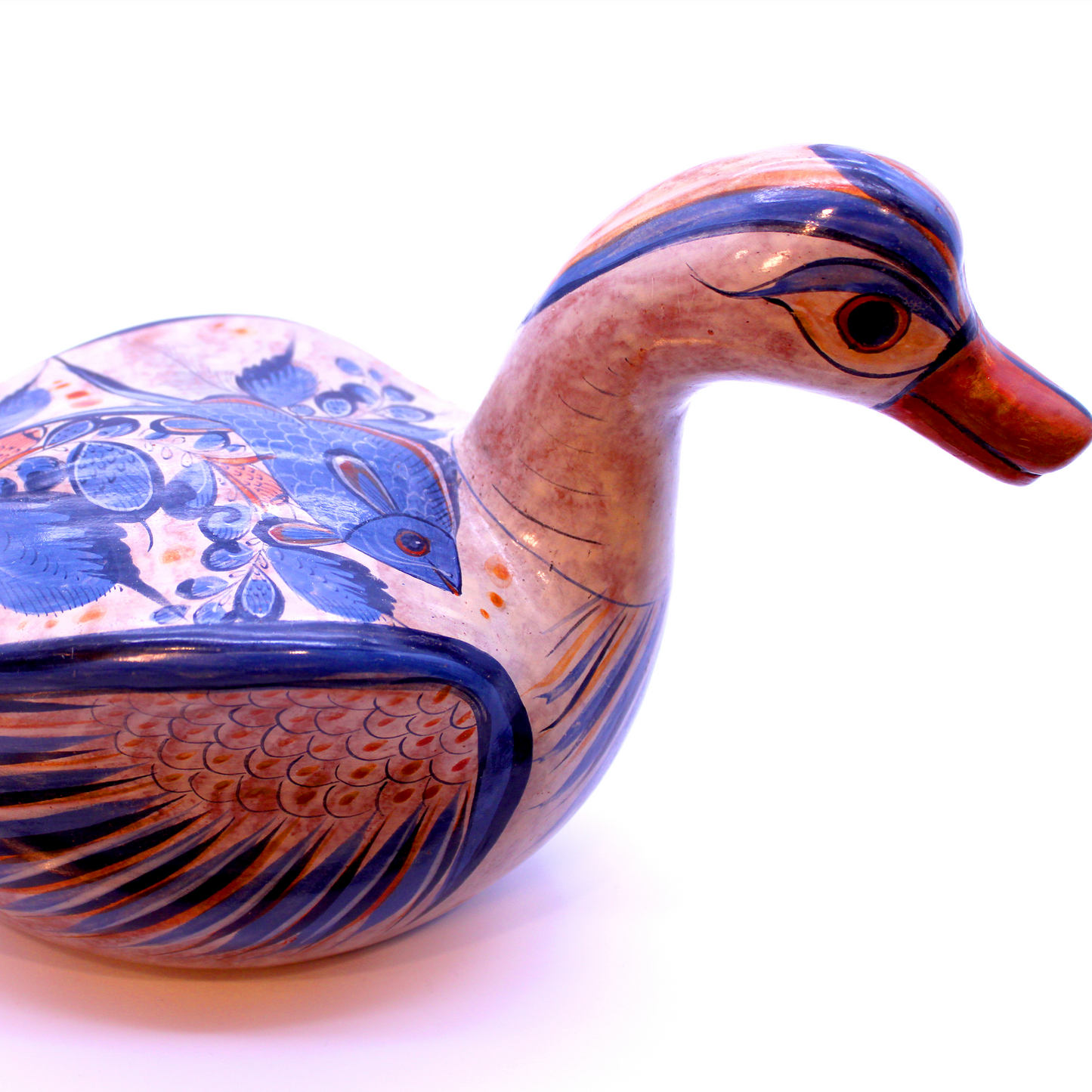Hand-Painted Burnished Clay Red Duck - Mexican Folk Art Ceramic Figure