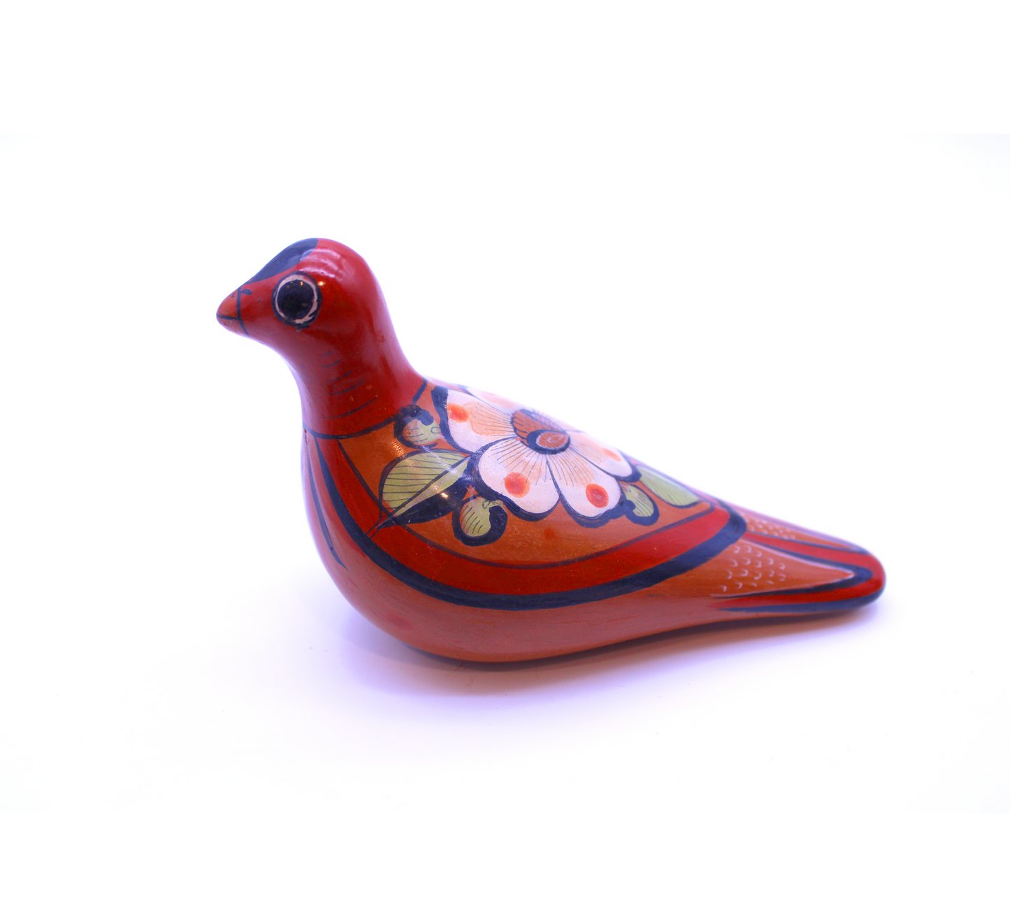 Hand-Painted Burnished Clay Red Pigeon - Mexican Folk Art Ceramic Figure