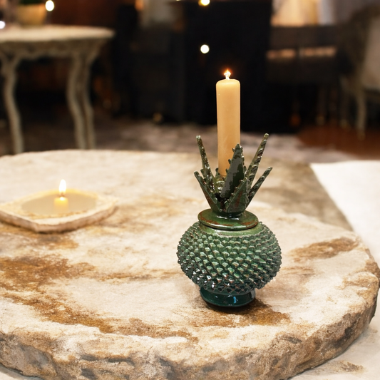 Glazed Clay Pineapple Decoration - Large 8" | Handcrafted Mexican Artisan Ceramic