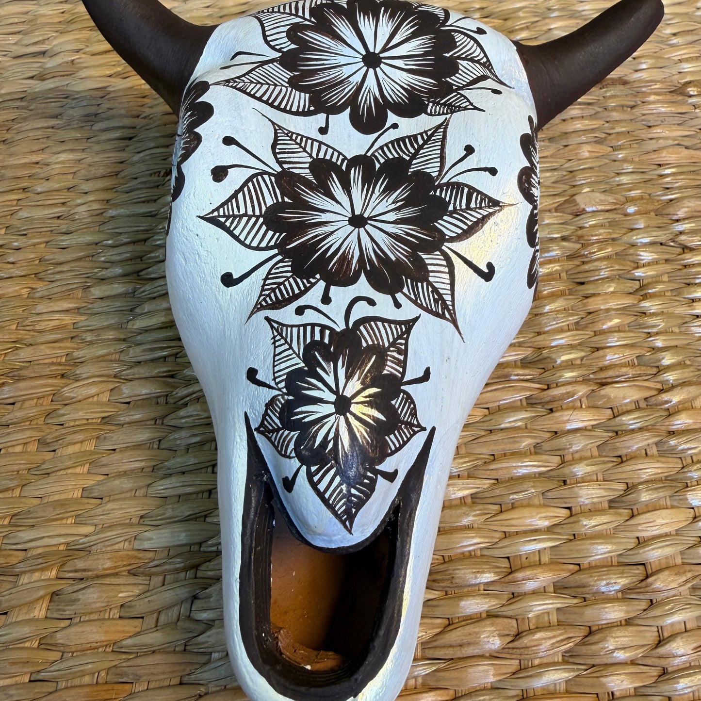 Cow Skull Wall Art. Hand painted in black & white colors