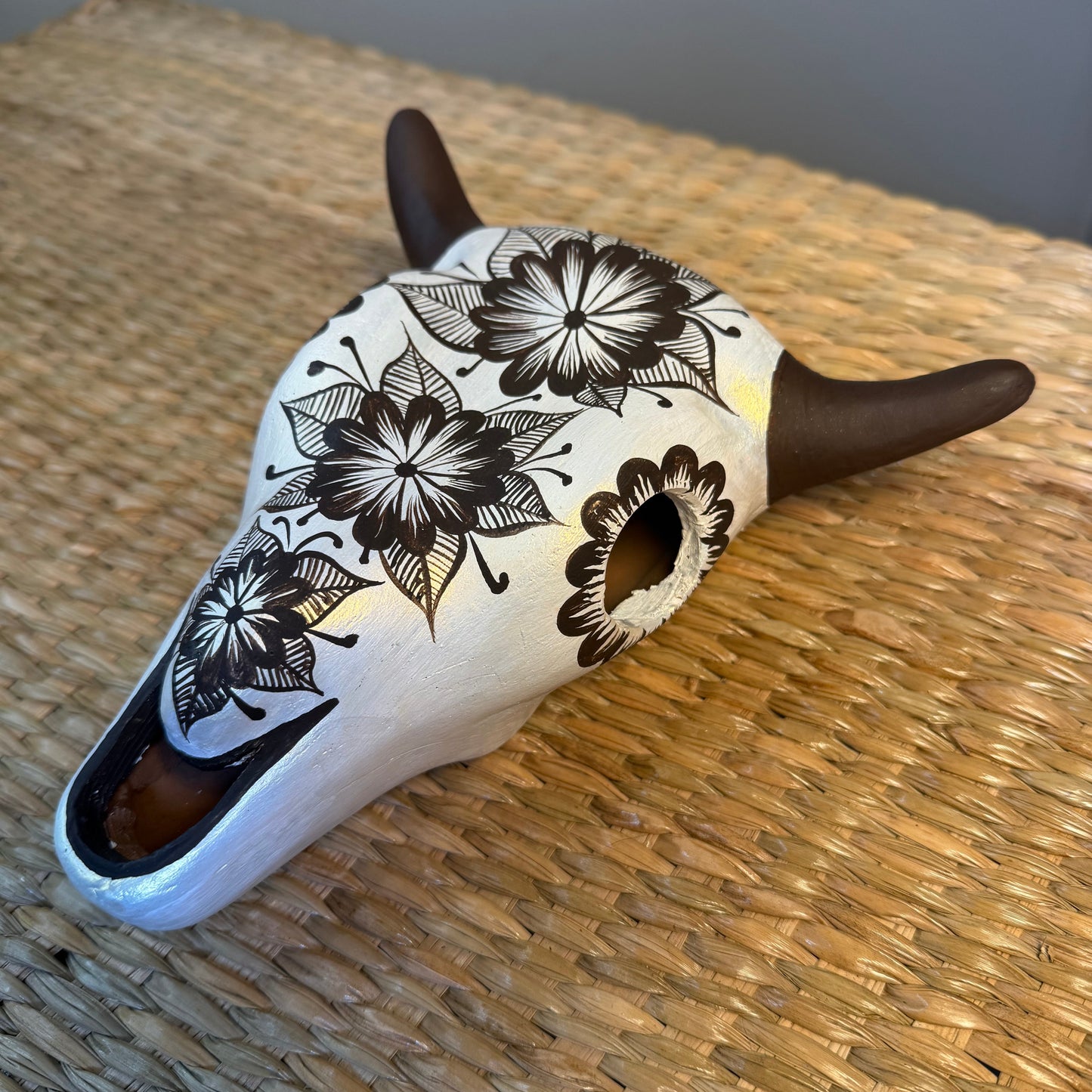 Cow Skull Wall Art. Hand painted in black & white colors