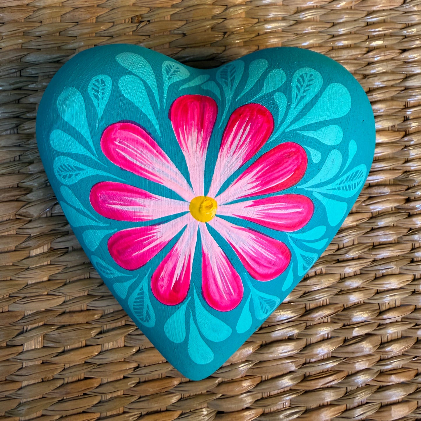 Clay Heart Wall Decor Hand-Painted