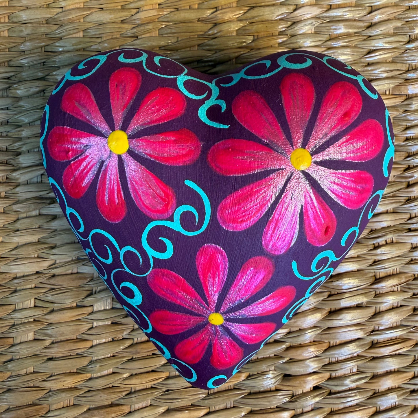Clay Heart Wall Decor Hand-Painted