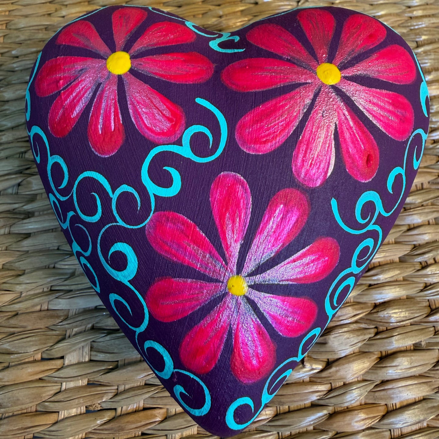 Clay Heart Wall Decor Hand-Painted