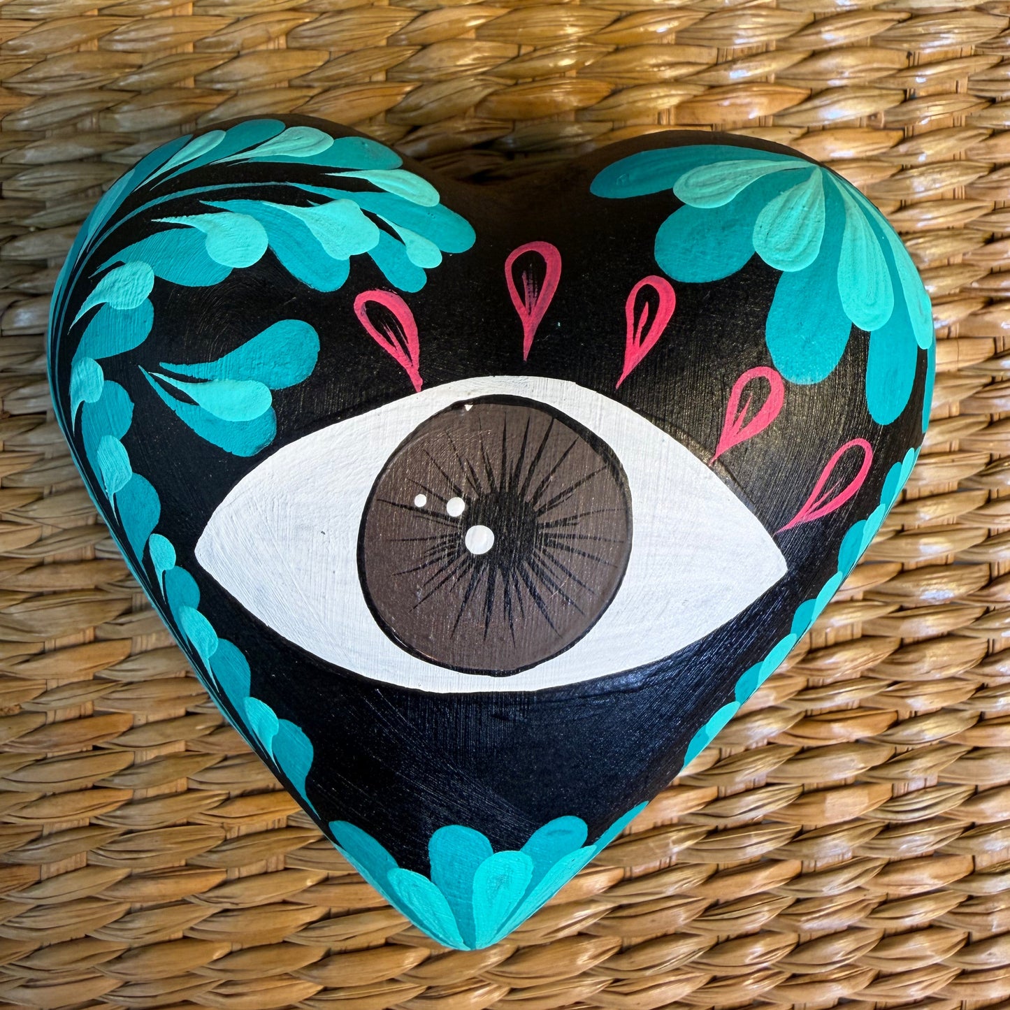 Clay Heart Wall Decor Hand-Painted