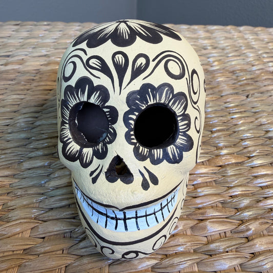 Handmade Decorative skull made from clay, hand-painted