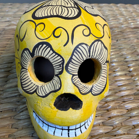 Handmade Decorative skull made from clay, hand-painted