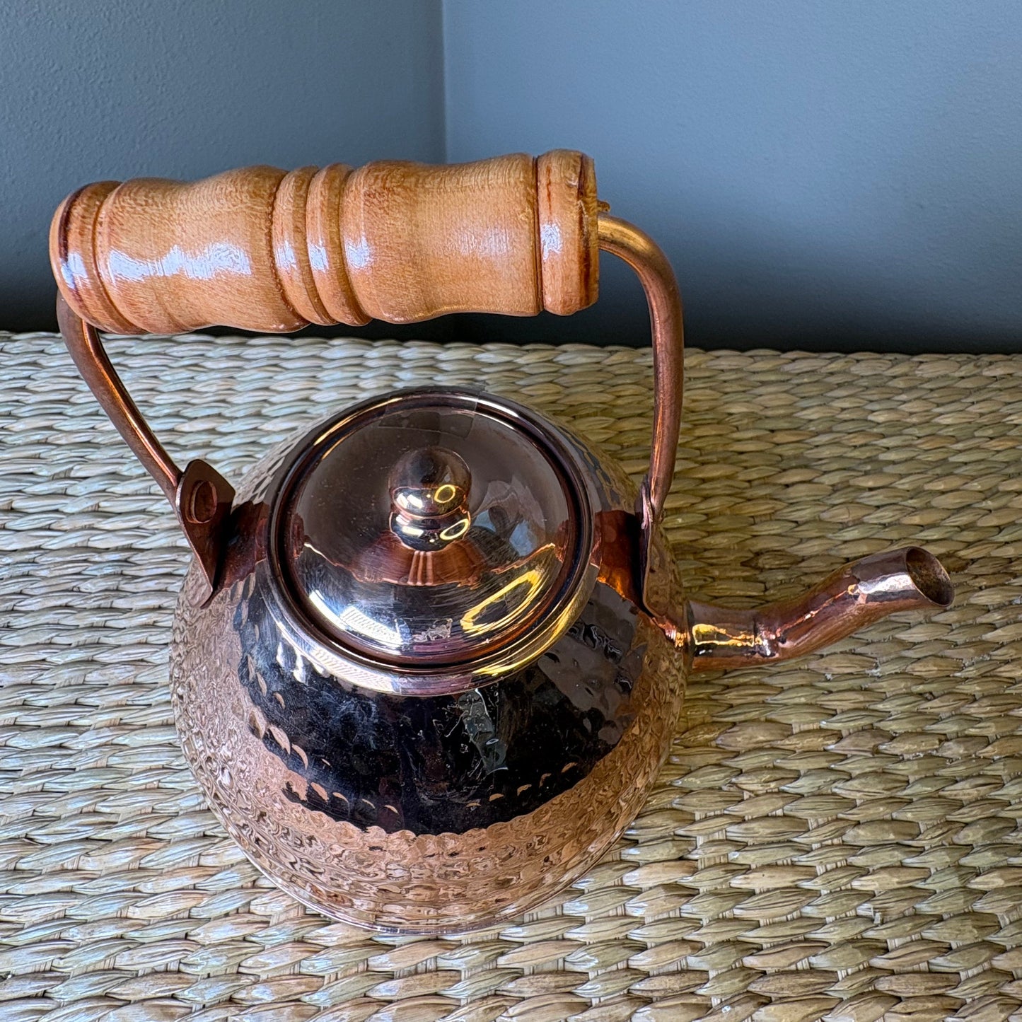 Hand-Hammered Copper Tea Kettle - Mexican Artisan Copperware | Functional & Decorative