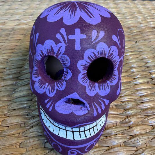 Handmade Decorative skull made from clay, hand-painted