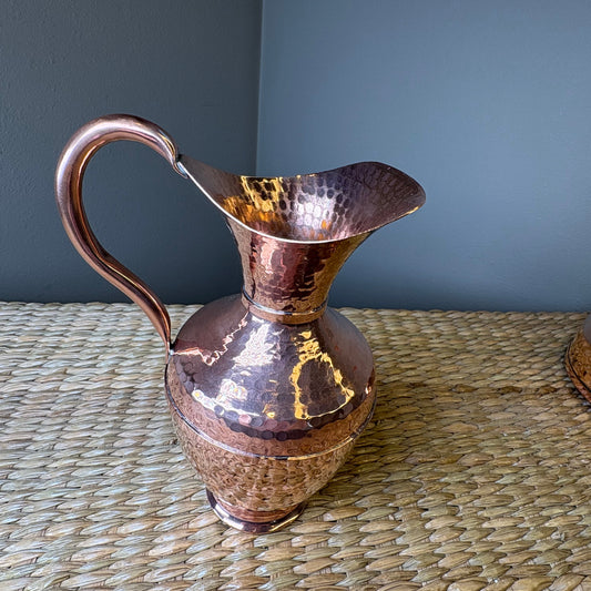 Hand-Hammered Copper Water Pitcher - Mexican Artisan Copperware | Classic