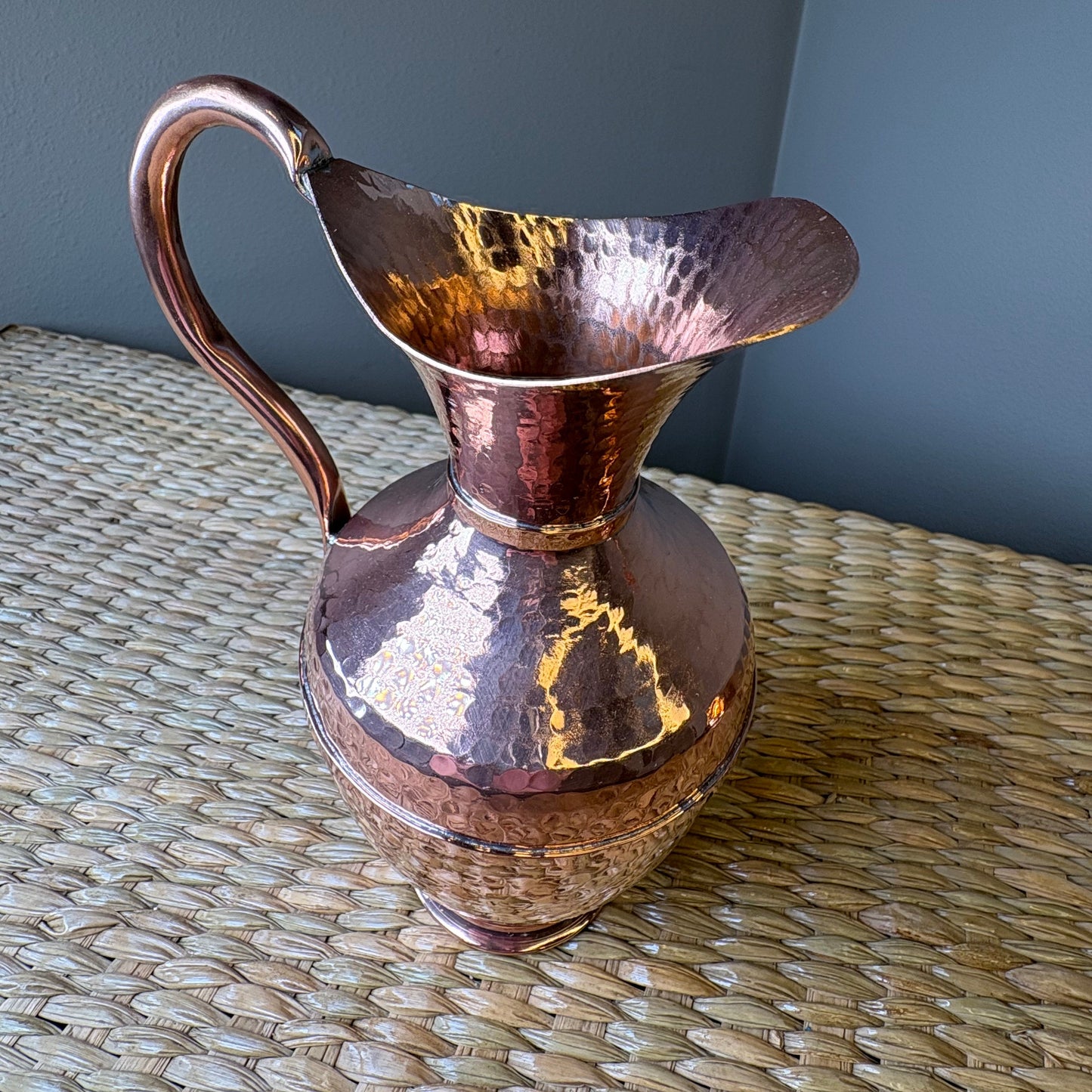 Hand-Hammered Copper Water Pitcher - Mexican Artisan Copperware | Classic