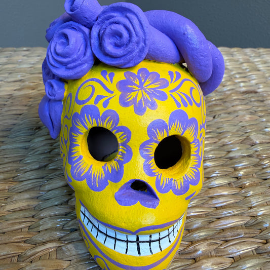 Handmade Decorative skull made from clay, hand-painted