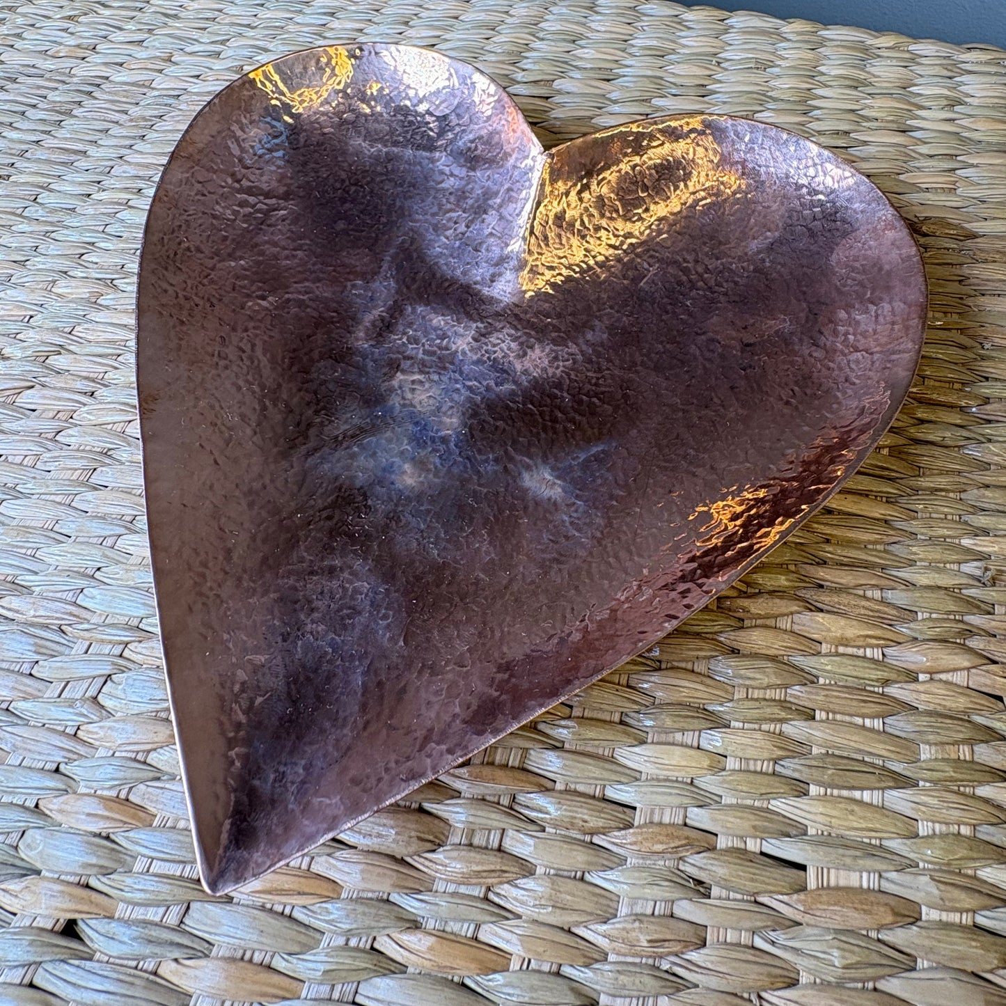 Hand-Hammered Copper Heart Dish - Decorative Bowl | Mexican Artisan Copperware