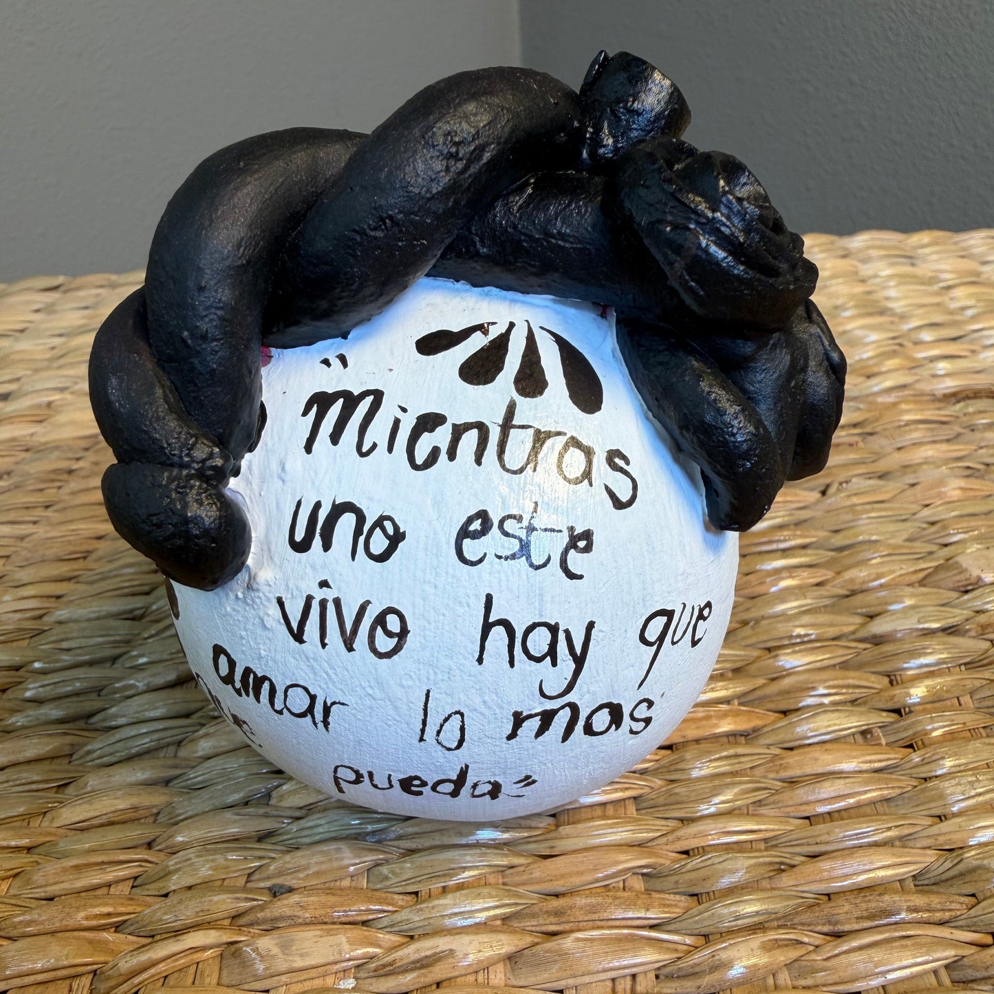 Handmade Decorative skull made from clay, hand-painted