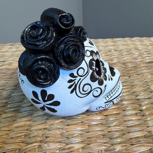 Handmade Decorative skull made from clay, hand-painted
