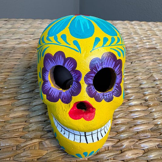 Handmade Decorative skull made from clay, hand-painted