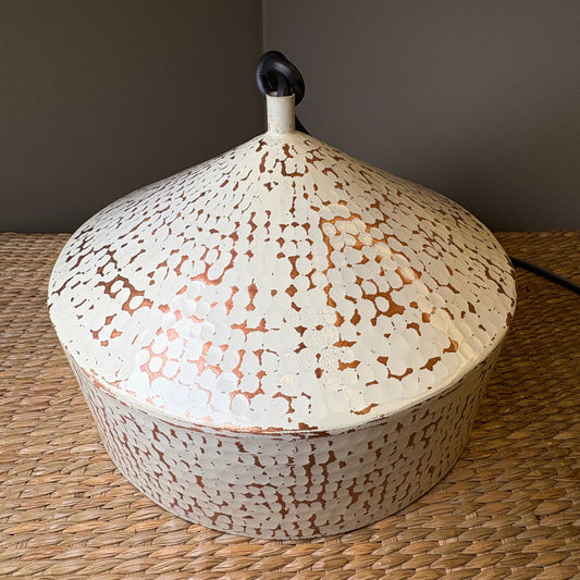 Hand-Hammered White Copper Pendant Light - Mexican Artisan Copperware