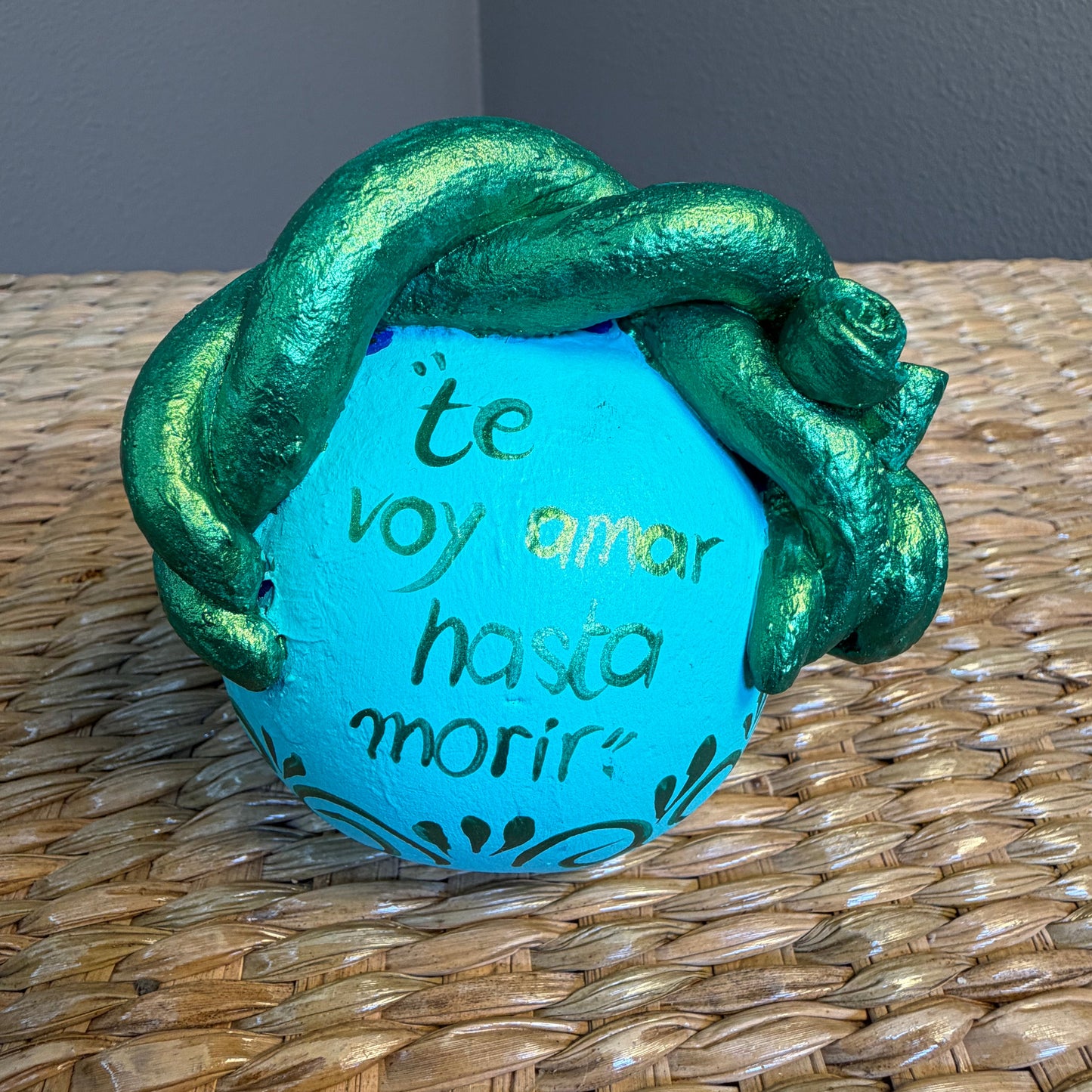 Handmade Decorative skull made from clay, hand-painted