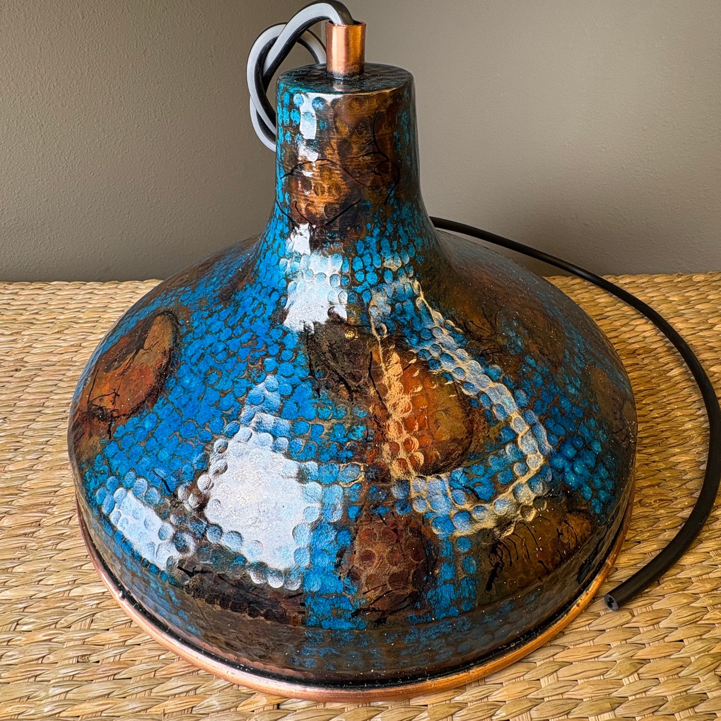Hand-Hammered Copper Pendant Lamp - Mexican Artisan Copperware