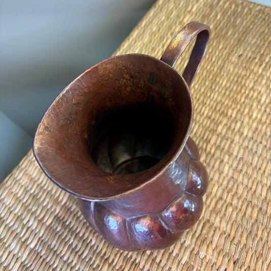 Vintage Hand-Hammered Copper Pitcher - Mexican Artisan Copperware
