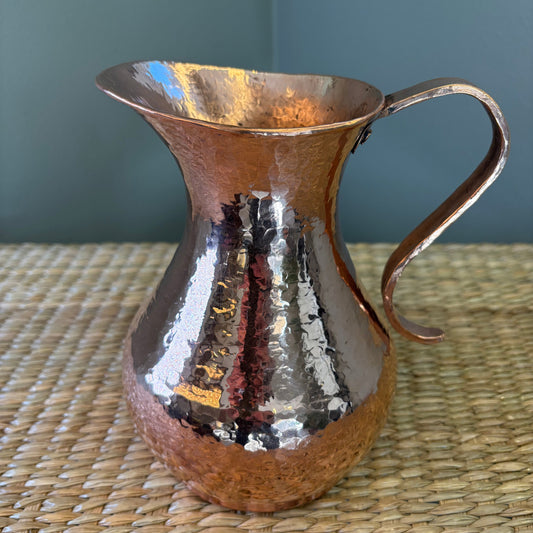 Handmade Hand-Hammered Copper Pitcher - Mexican Artisan Copperware