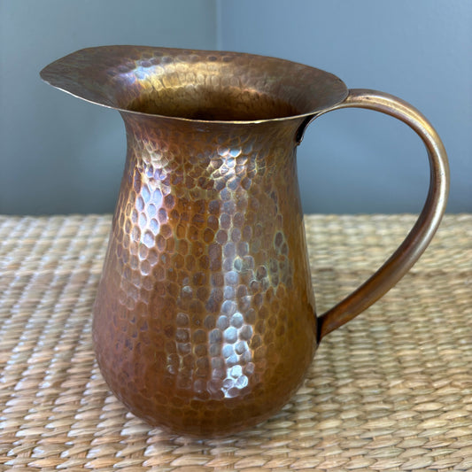 Vintage Hand-Hammered Copper Pitcher II - Mexican Artisan Copperware