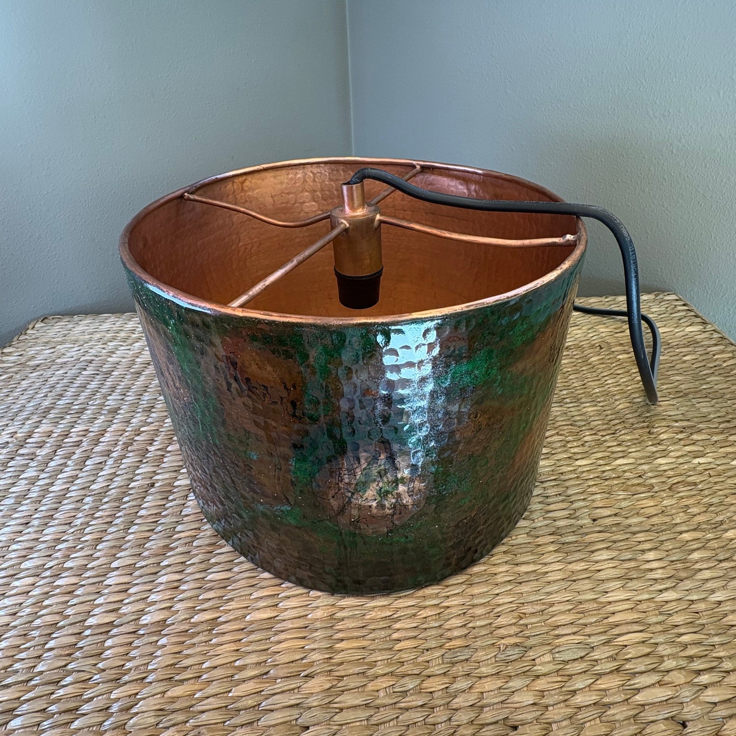Hand-Hammered Copper Lamp Base with Patina Finish - Mexican Artisan Copperware