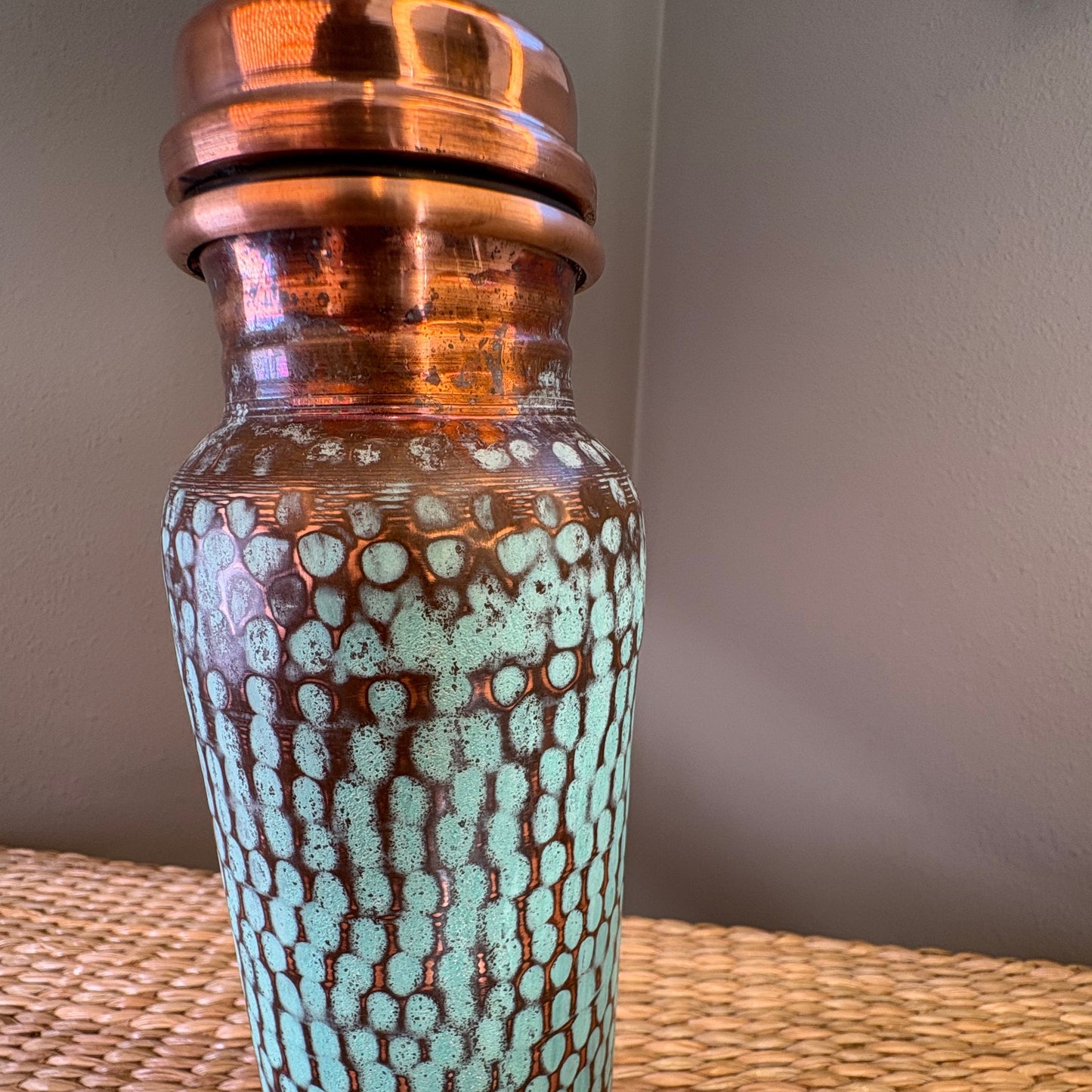 Hand-Hammered Copper Water Bottle 24oz III - Mexican Artisan Copperware