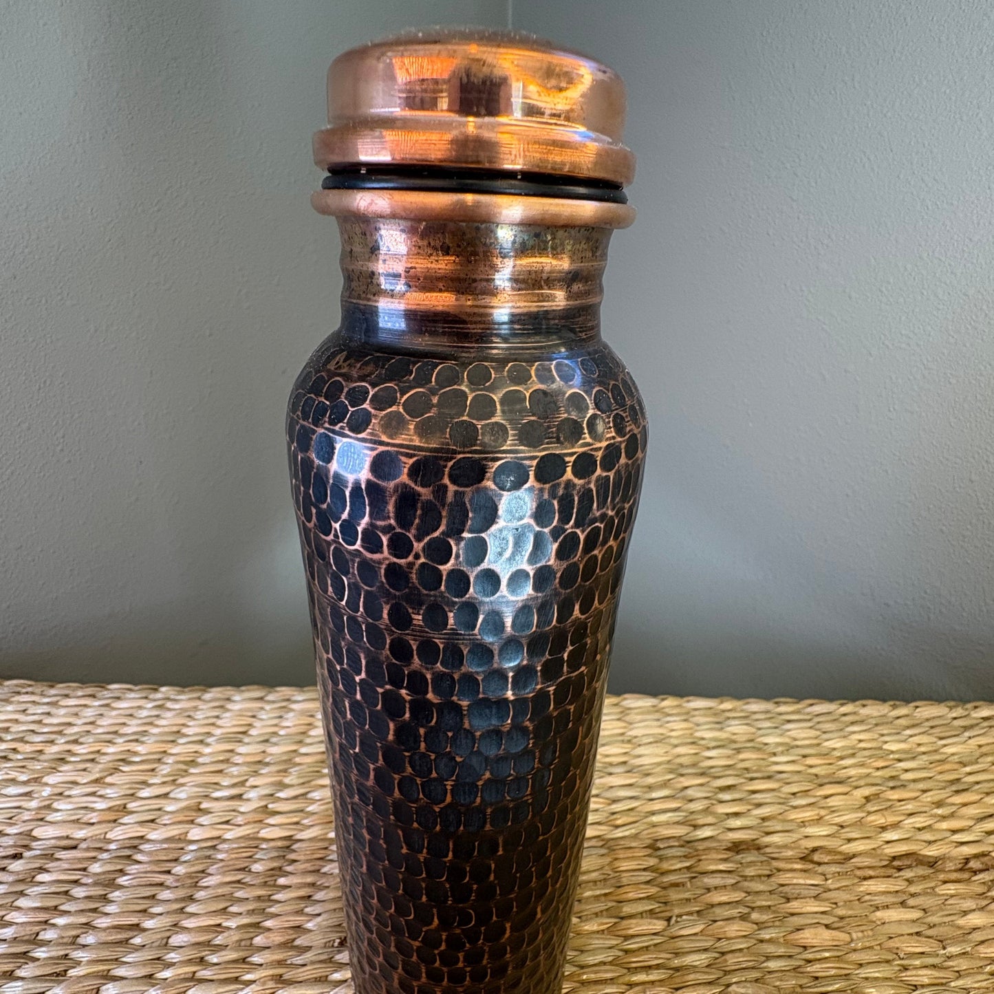 Hand-Hammered Copper Water Bottle 24oz II - Mexican Artisan Copperware