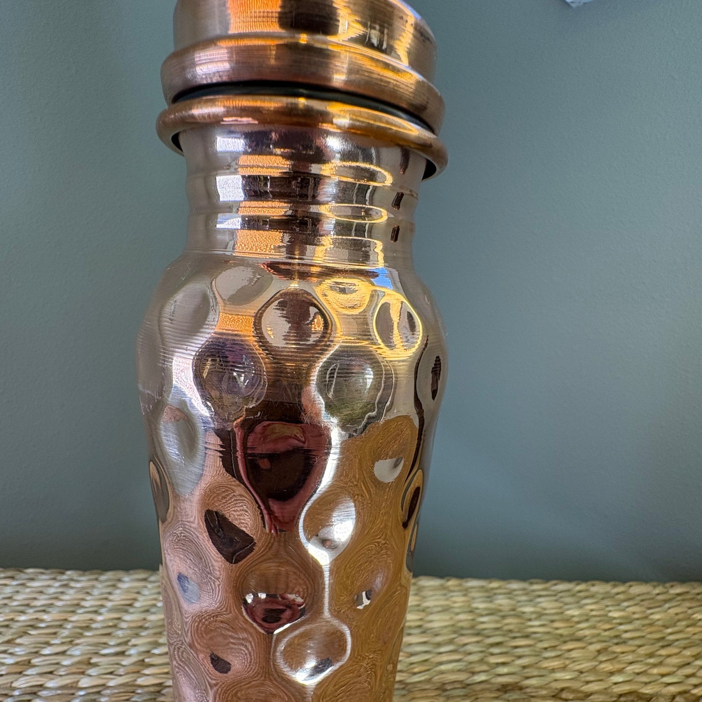 Hand-Hammered Copper Water Bottle 24oz - Mexican Artisan Copperware