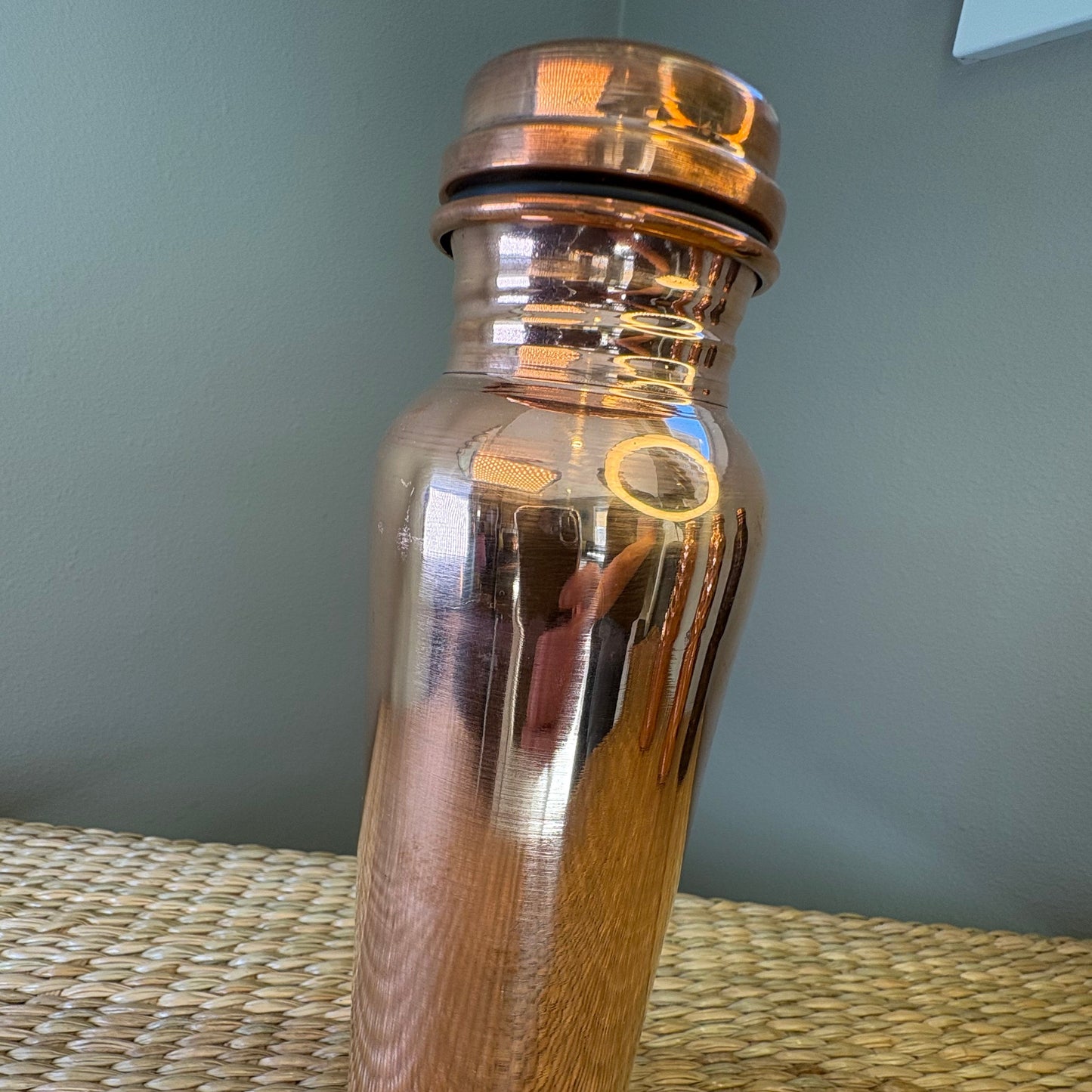 Hand-Hammered Copper Water Bottle 24oz VI - Mexican Artisan Copperware