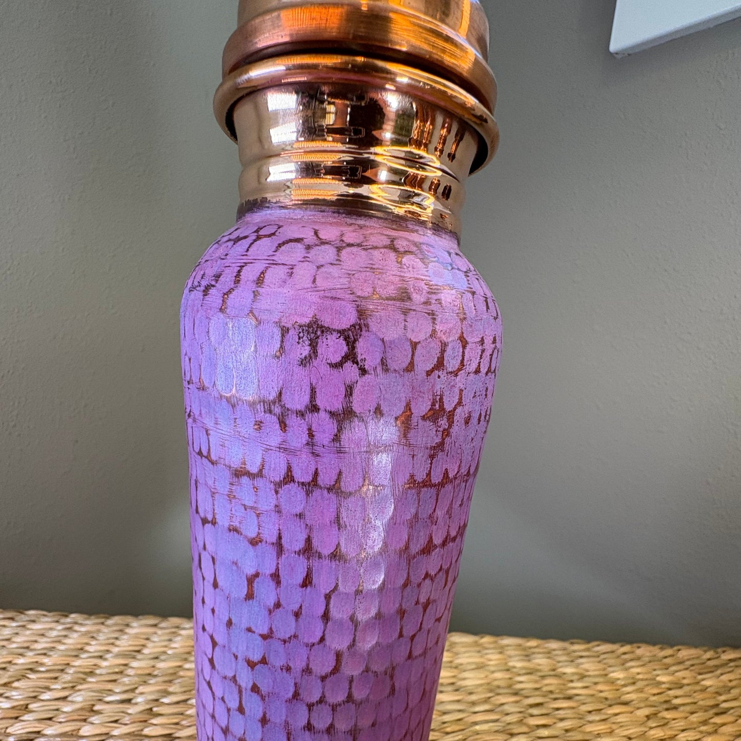 Hand-Hammered Copper Water Bottle 24oz V - Mexican Artisan Copperware
