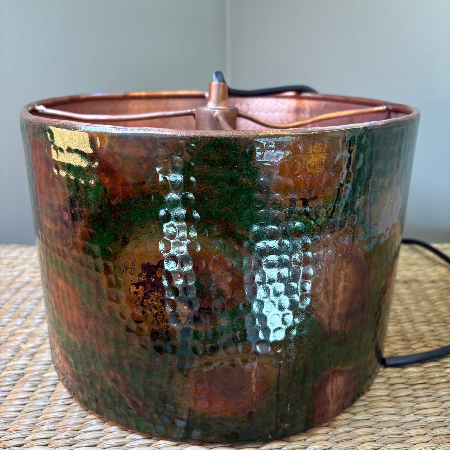 Hand-Hammered Copper Lamp Base with Patina Finish - Mexican Artisan Copperware