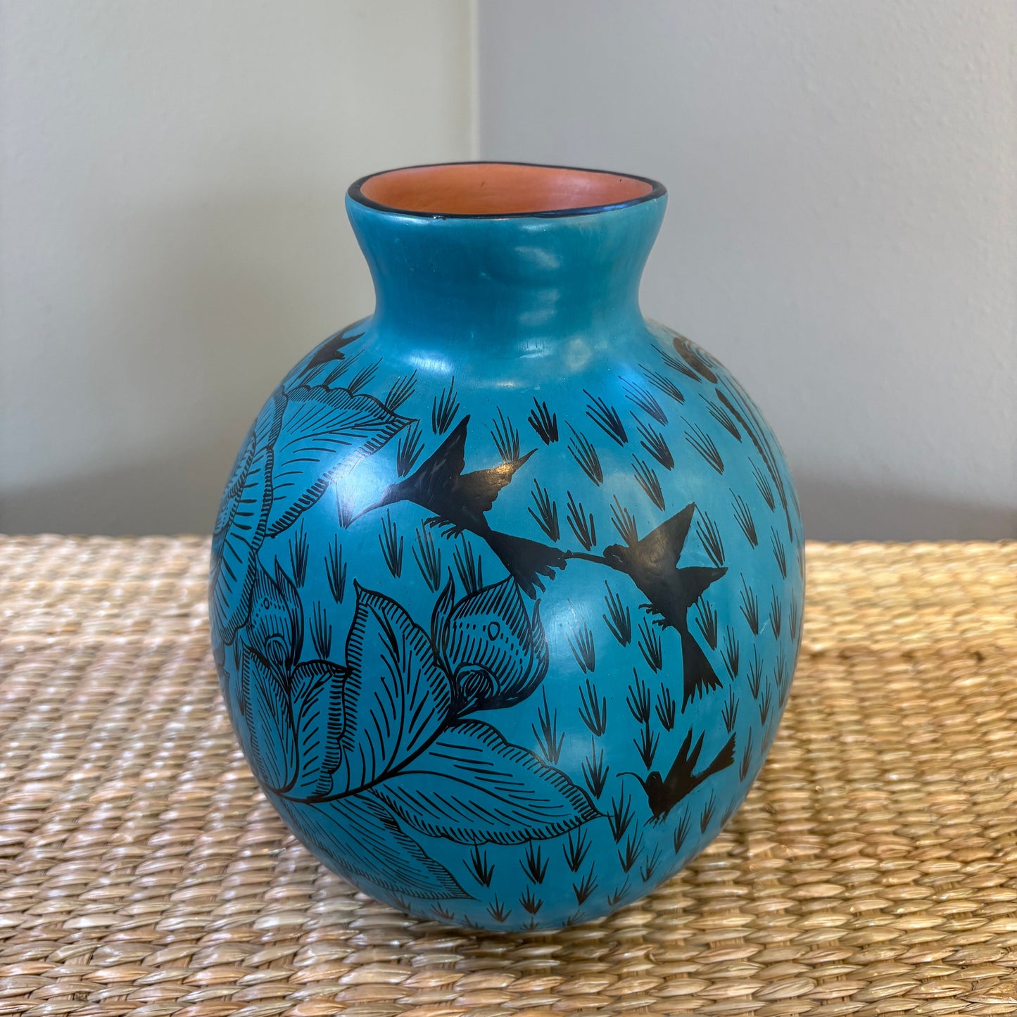 Hand-Painted Clay Flower Pot - Large | Michoacán Mexican Folk Art Pottery