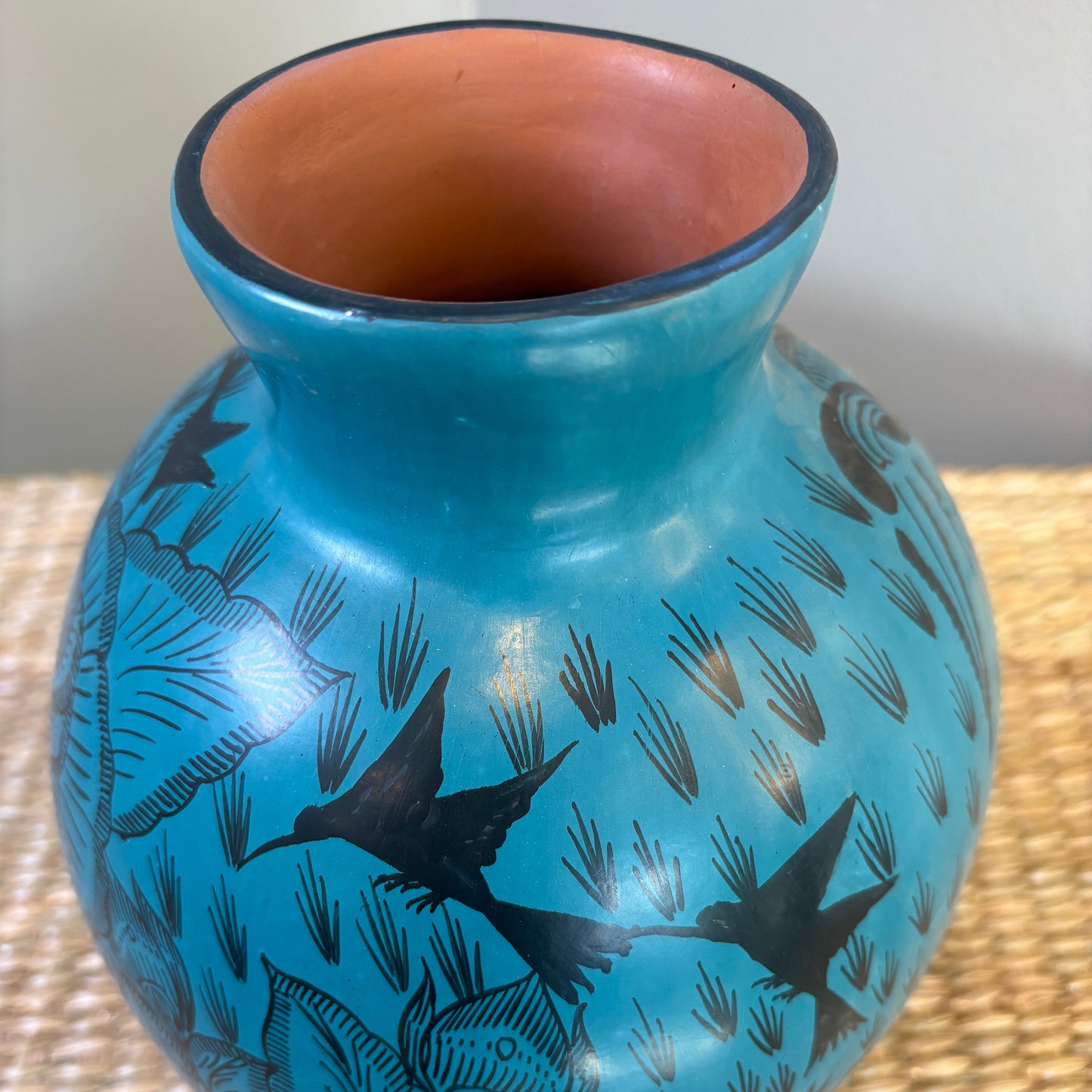 Hand-Painted Clay Flower Pot - Large | Michoacán Mexican Folk Art Pottery