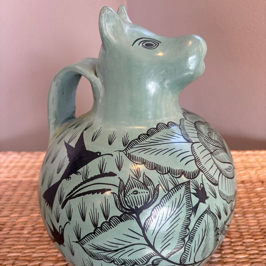 Mexican burnished clay pottery XOLO pitcher shaped like a dog.