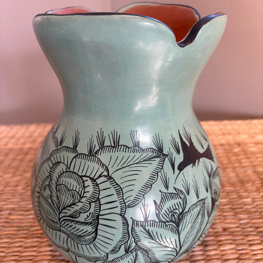 Mexican vase handcrafted in Michoacan-Mexico. Made with clay and painted by hand
