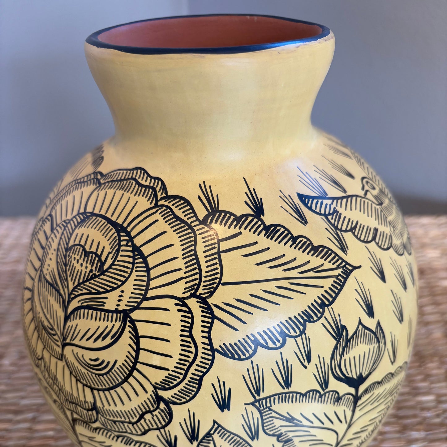 Black Hand-Painted Clay Pitcher & Glass Set - Burnished | Michoacán Folk Art