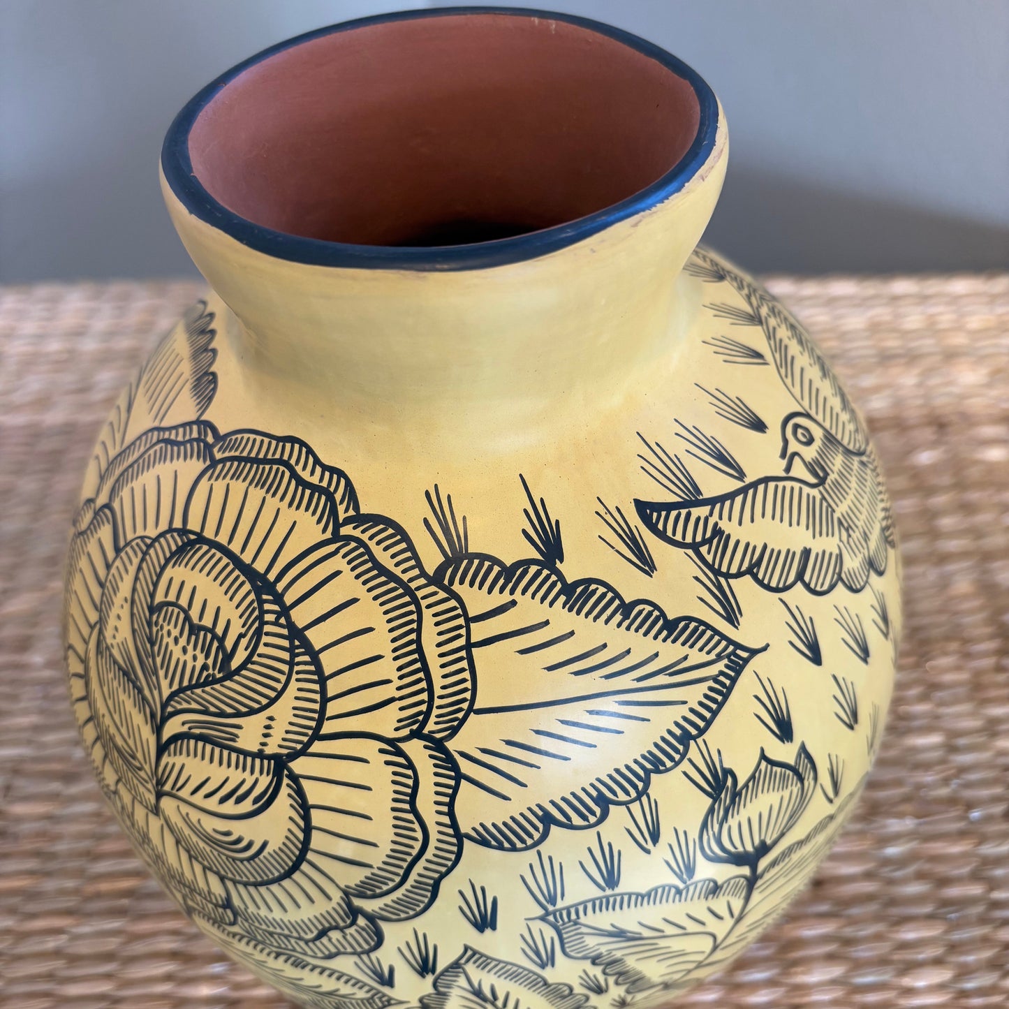Black Hand-Painted Clay Pitcher & Glass Set - Burnished | Michoacán Folk Art