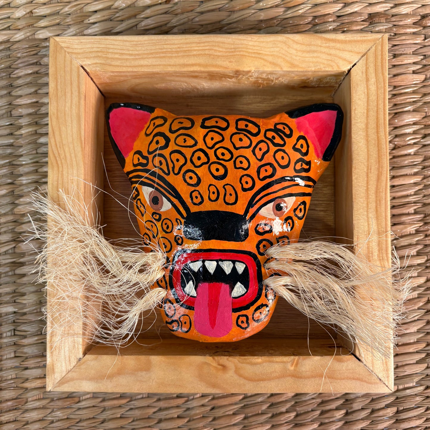 Handcrafted Jaguar Mask - Paper-Mâché Mexican Folk Art | Decorative Wall Mask