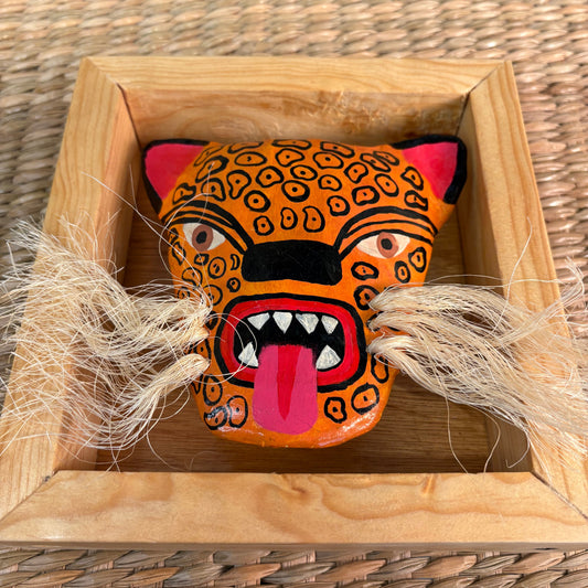 Handcrafted Jaguar Mask - Paper-Mâché Mexican Folk Art | Decorative Wall Mask