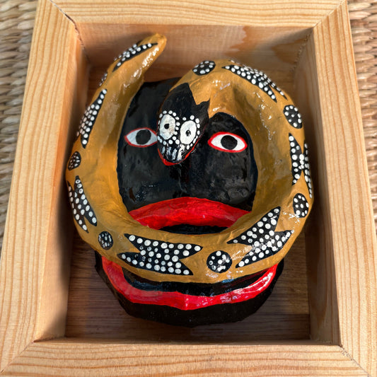 Handcrafted Decorative Mask - Pine Wood Frame & Paper-Mâché | Mexican Folk Art Wall Mask