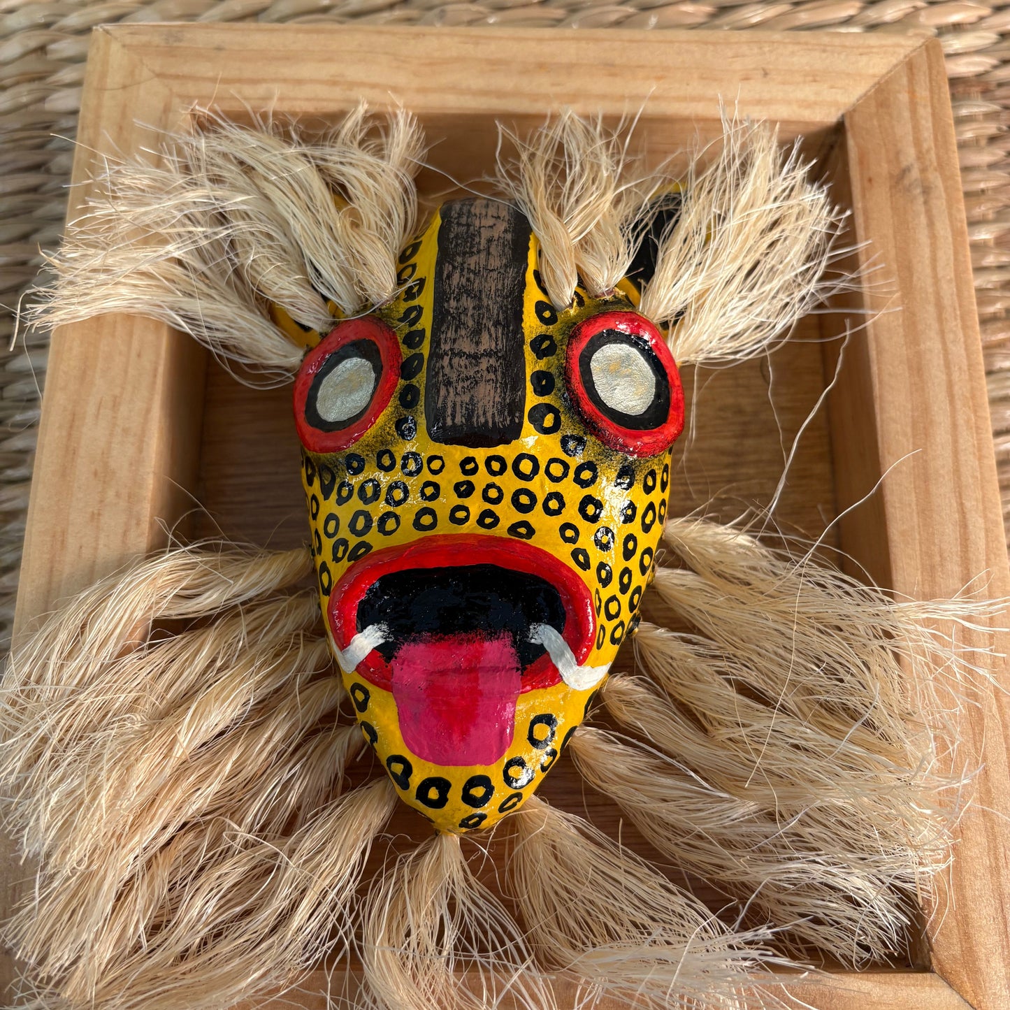 Tigre Jaguar Mask - Hand-Carved Pine Wood & Paper-Mâché | Mexican Folk Art Wall Mask