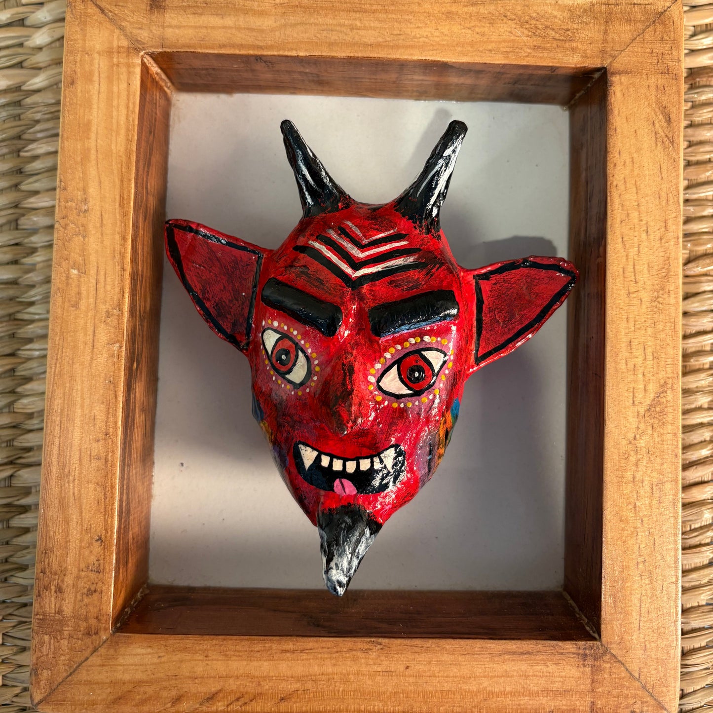 Handcrafted Diablito Mask - Paper-Mâché Mexican Folk Art | Dance Mask