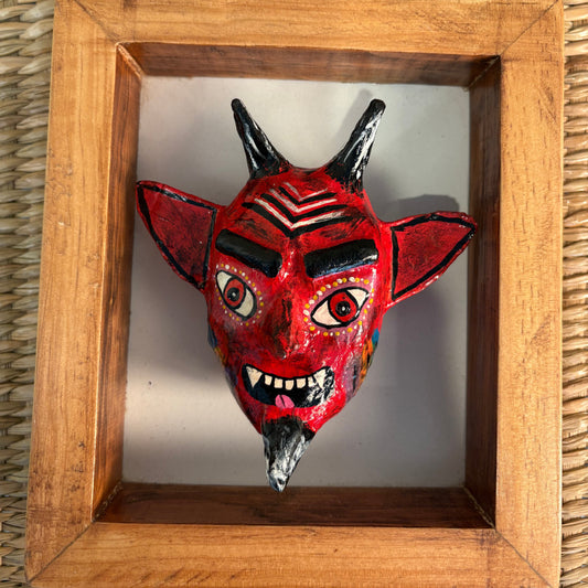 Handcrafted Diablito Mask - Paper-Mâché Mexican Folk Art | Dance Mask