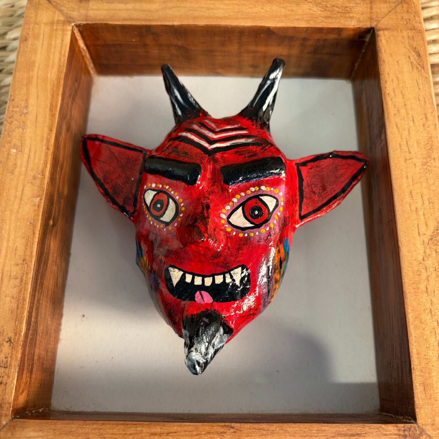 Handcrafted Diablito Mask - Paper-Mâché Mexican Folk Art | Dance Mask