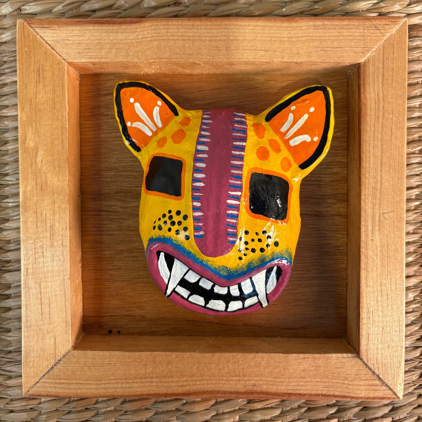 Colorful Hand-Painted Folk Art Mask | Mexican Wall Art Decor