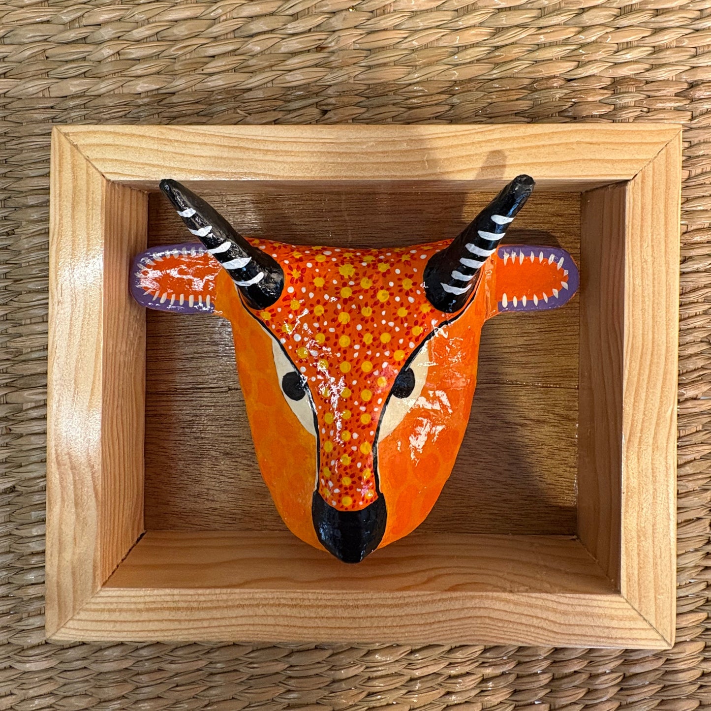 Hand-Painted Paper-Mâché Head Mask - Mexican Folk Art Wall Decor